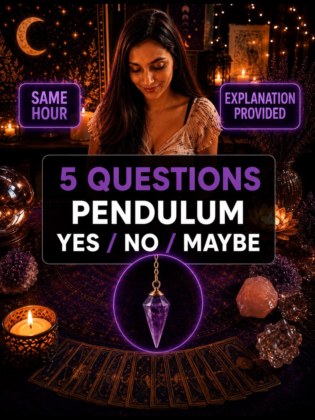 Same Hour Pendulum Reading, Yes or No Answers, Psychic Reading, Accurate